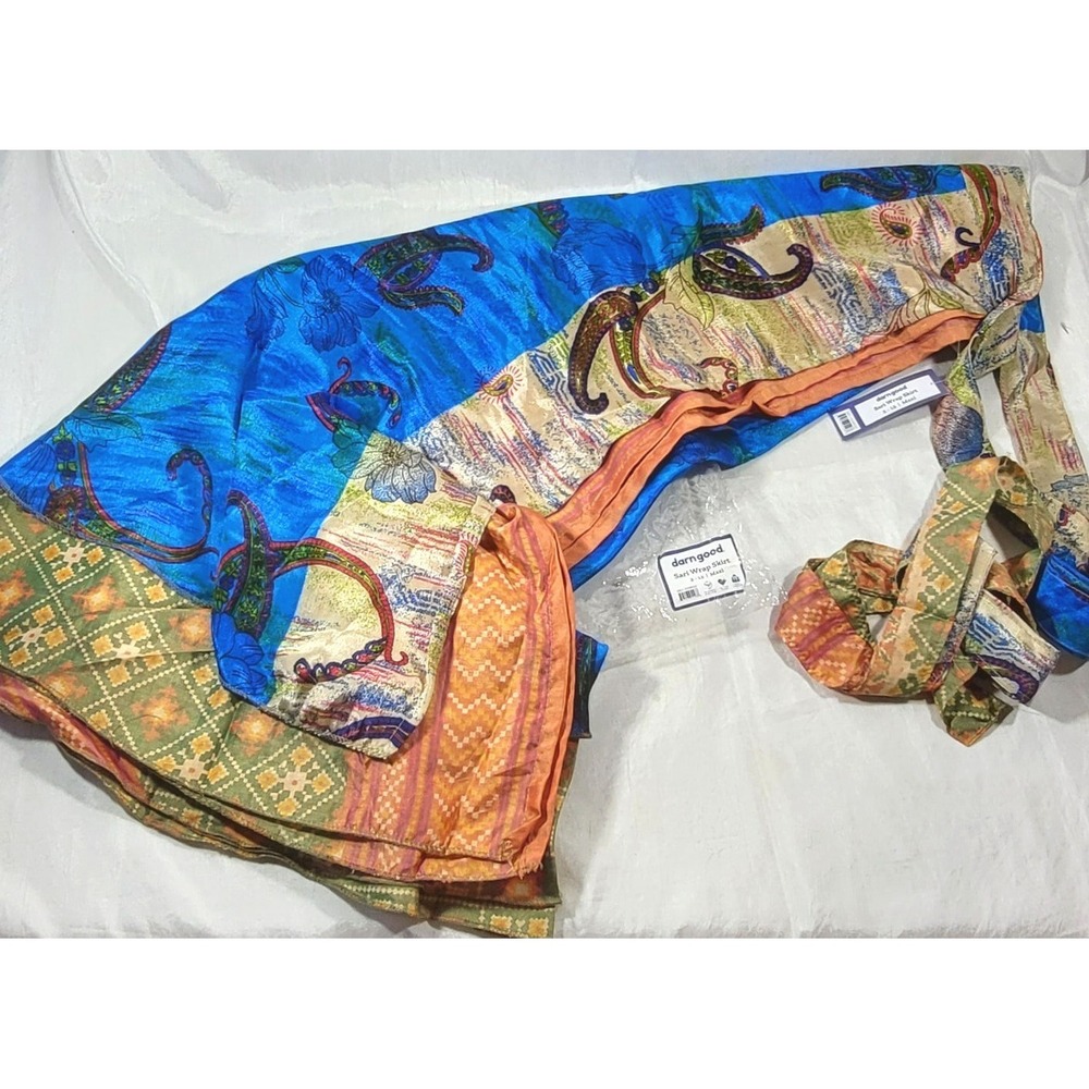Darn Good Yarn Original Sari Wrap‎ Skirt - Silk Blend - Maxi Length - Sz 2-12